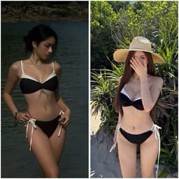 Bikini đi biển nữ 2 mảnh đen phối trắng trend  đi biển du lịch( che tên sp) 1