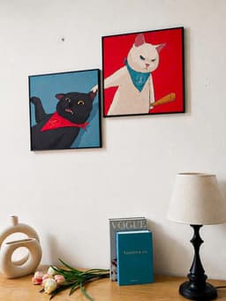 Bộ Đôi Tranh Canvas Cặp Đôi Mèo Dễ Thương , Decor Phòng Khách, Phòng Ngủ, Homestay, Spa, Khách Sạn – Huyền My Decor 11