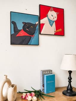 Bộ Đôi Tranh Canvas Cặp Đôi Mèo Dễ Thương , Decor Phòng Khách, Phòng Ngủ, Homestay, Spa, Khách Sạn – Huyền My Decor 10