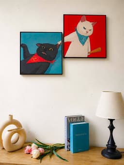 Bộ Đôi Tranh Canvas Cặp Đôi Mèo Dễ Thương , Decor Phòng Khách, Phòng Ngủ, Homestay, Spa, Khách Sạn – Huyền My Decor 12