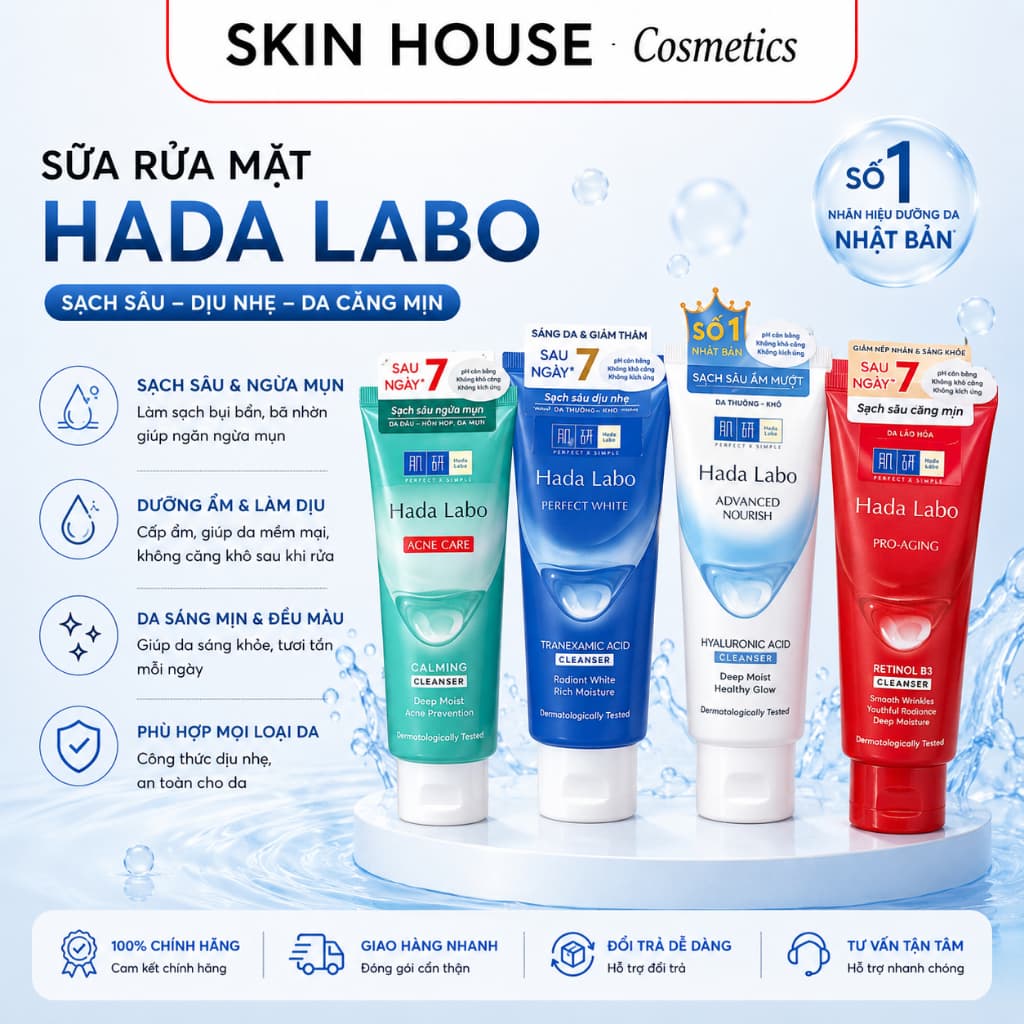 Sữa Rửa Mặt Hada Labo 80g Làm Sạch Dịu Nhẹ Dưỡng Ẩm Cho Mọi Loại Da Skin House