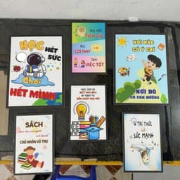 Tranh Dán Tường -Bộ 6 Tranh Slogan Dán Tường Trang Trí Góc Học Tập, Lớp Học Cho Bé Tranh Decor Phòng Ngủ, Bàn Học Cho Bé 3