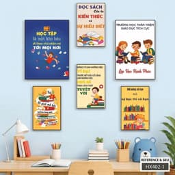 Tranh Dán Tường -Bộ 6 Tranh Slogan Dán Tường Trang Trí Góc Học Tập, Lớp Học Cho Bé Tranh Decor Phòng Ngủ, Bàn Học Cho Bé 6