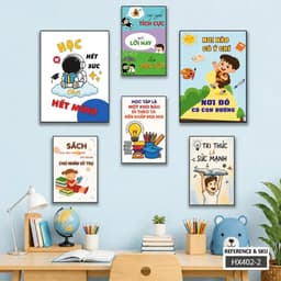 Tranh Dán Tường -Bộ 6 Tranh Slogan Dán Tường Trang Trí Góc Học Tập, Lớp Học Cho Bé Tranh Decor Phòng Ngủ, Bàn Học Cho Bé 7