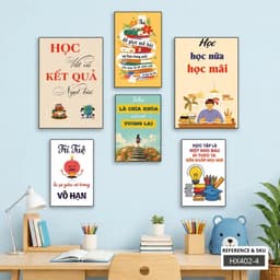 Tranh Dán Tường -Bộ 6 Tranh Slogan Dán Tường Trang Trí Góc Học Tập, Lớp Học Cho Bé Tranh Decor Phòng Ngủ, Bàn Học Cho Bé 9