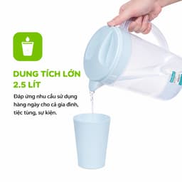 Bộ Ca Nhựa Dung Tích Lớn 2500ml Kèm 4 Cốc Tiện Dụng Cho Mọi Không Gian GD369 7