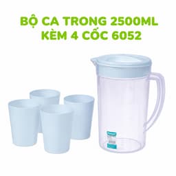 Bộ Ca Nhựa Dung Tích Lớn 2500ml Kèm 4 Cốc Tiện Dụng Cho Mọi Không Gian GD369 9