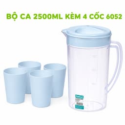 Bộ Ca Nhựa Dung Tích Lớn 2500ml Kèm 4 Cốc Tiện Dụng Cho Mọi Không Gian GD369 2