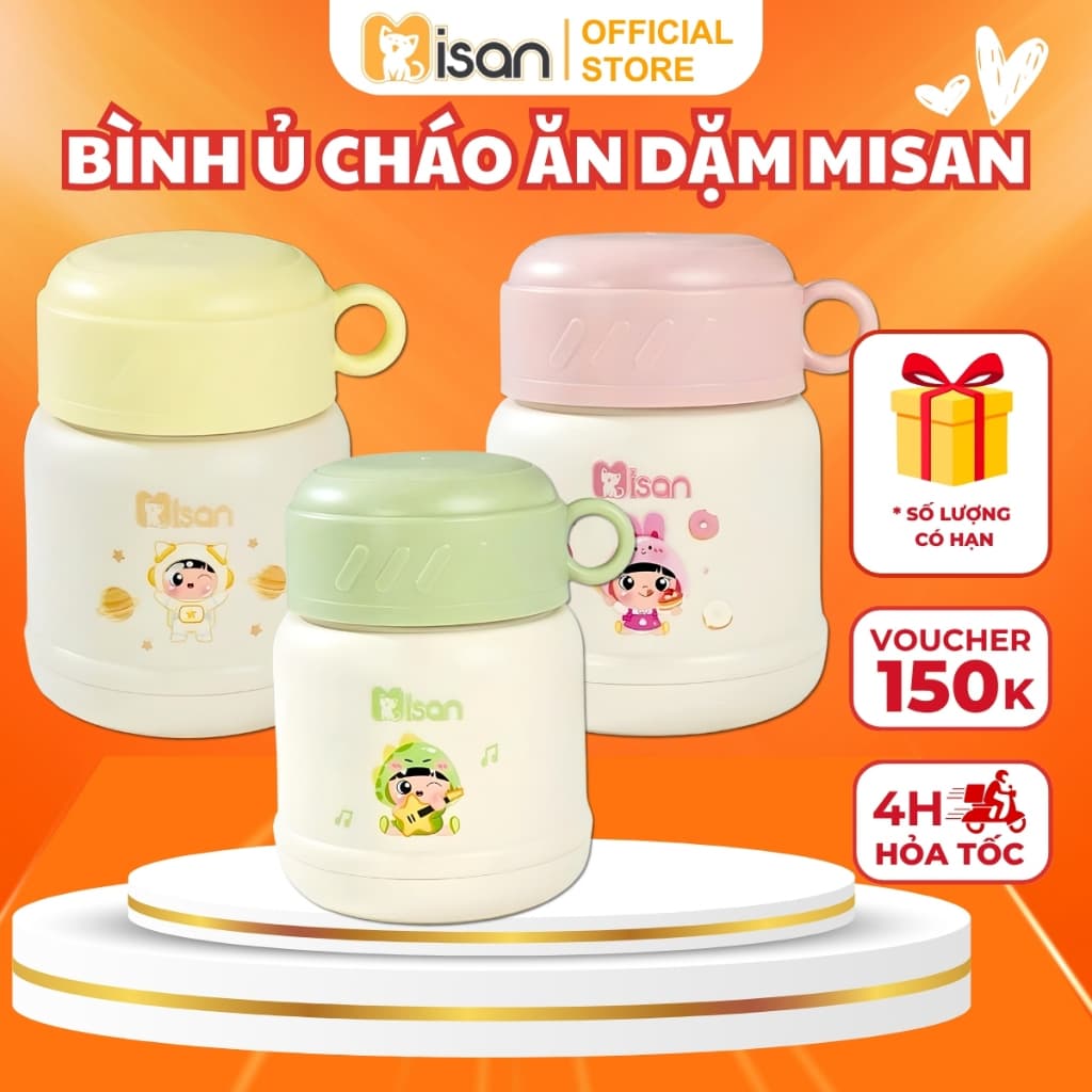 Bình Đựng Cháo Giữ Nhiệt Inox MISAN Cho Bé, Bình Đựng Canh Thức Ăn Văn Phòng