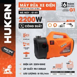 Máy Rửa Xe, Sân Vườn HUKAN G1-R1 Công Suất 2200w, Áp Suất 130bar, Tặng Kèm Bộ Phụ Kiện Đầy Đủ 1