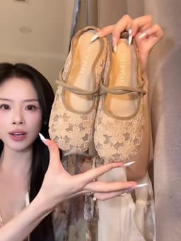 Giày Búp Bê Nữ Quai Ngang SETINA Ren Hoa Nổi Quai Đôi Đế Bệt (Chân Mập Tăng Size) GSRH320 10