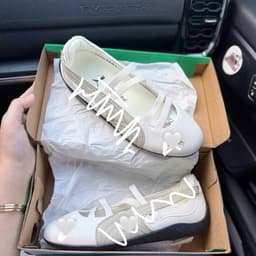 [HÀNG SC_FULLBOX] Giày thể thao Sp.eed.cat Ballet trắng kem. Giày Sneaker Ballet búp bê trắng kem xám nữ tính dễ phối 2