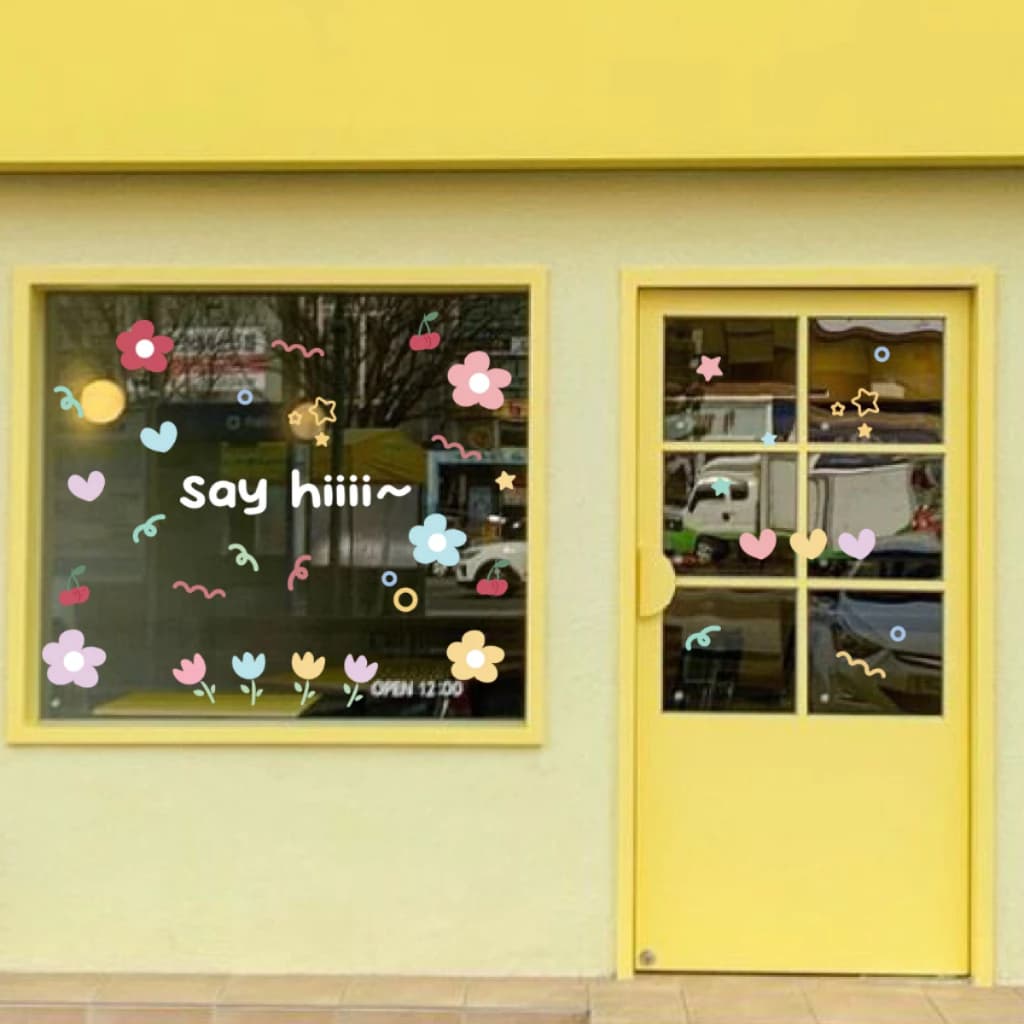 Sticker Dán Kính Trang Trí Cửa Sổ Nhiều Mẫu Cute - Decal Trang Trí Quán Cafe ,Tiệm Nail ,Phòng Ngủ Dễ Thương
