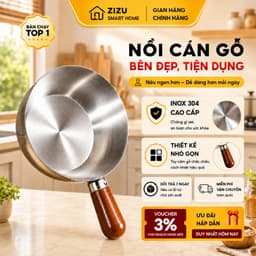 Nồi Mini Inox Cán Gỗ 14cm,Chống Bỏng ,Tay Cầm Chắc Chắn,Nấu Mì,Đun Sữa,Dùng Được Bếp Gas & Bếp Từ 1