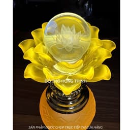 Đèn thờ hoa sen Bông Cầu Pha Lê Đế Hoa Sen bầu thuỷ tinh lưu lưu ly Cao 25,30,33cm. Giá tính 1 đôi 8