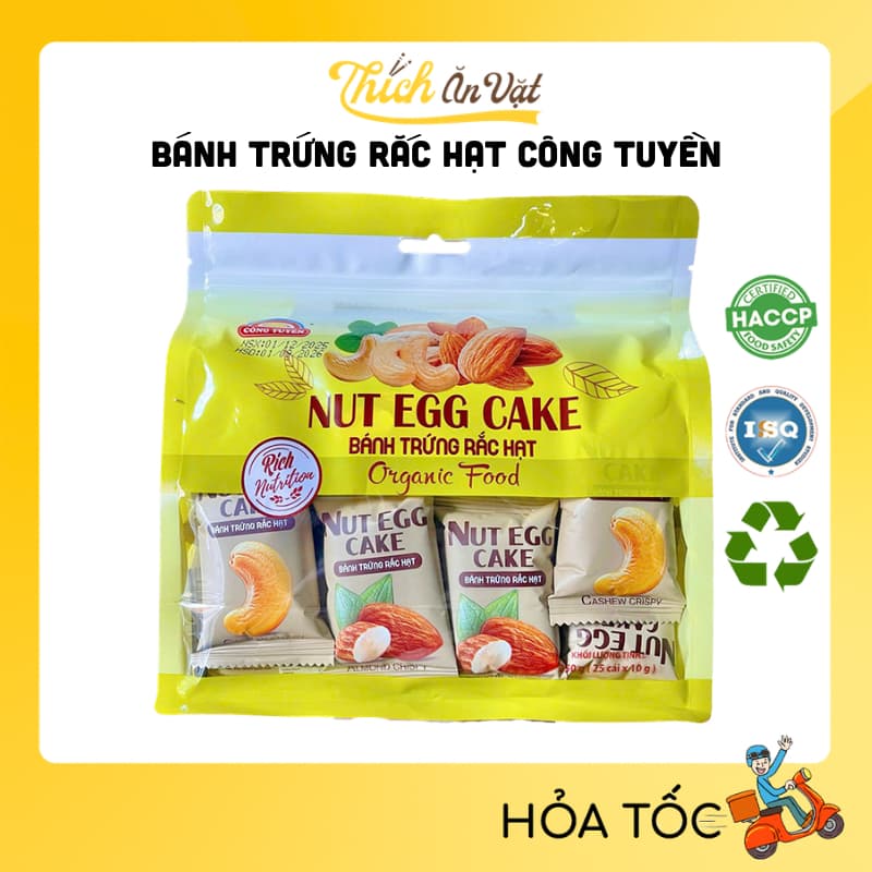 Bánh Trứng Rắc Hạt Công Tuyền Nut Egg Cake 220g