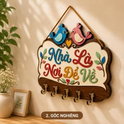 Móc Treo Chìa Khóa Tiện Lợi [Nhà Là Nơi Để Về] - Phụ Kiện Gỗ Treo Đồ Tường Phòng Khách Ấm Cúng 4