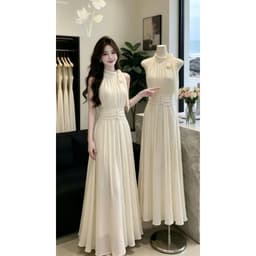Đầm Bigsize Nữ Tú Mỡ Thiết Kế Kiểu Cổ Yếm Nhún Eo,Trẻ Trung Đi Làm Dạo Phố Đủ Size 45-80kg DA0506 4