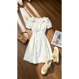 Đầm Bigsize Nữ Tú Mỡ Thiết Kế Kiểu Cổ Vuông Hoa Nhí,Trẻ Trung Đi Làm Dạo Phố Đủ Size 45-80kg DA0515 4