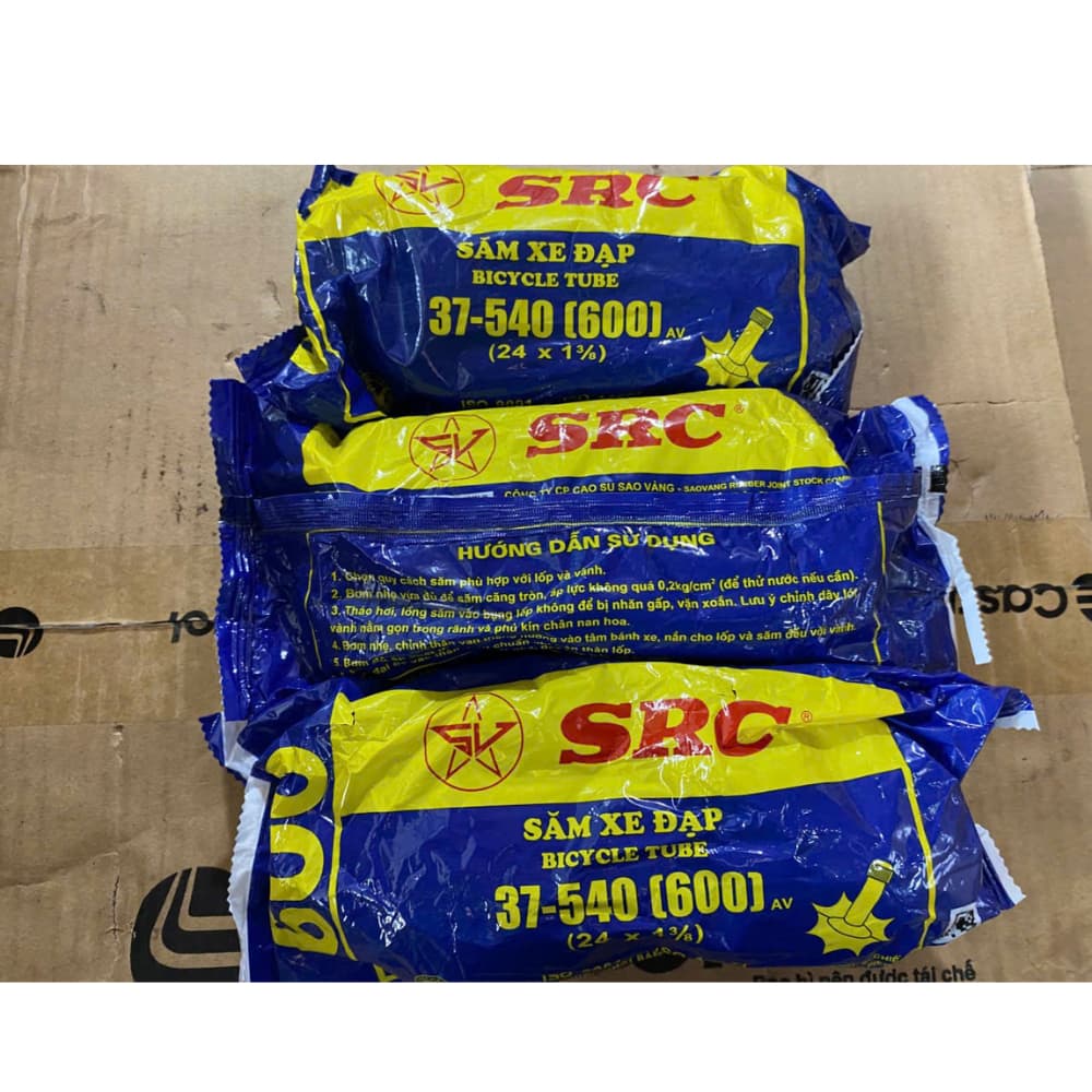 Săm (Ruột) Xe Đạp / Xe Lăn 24 x 1 3/8 (37-540 / 600) Sao Vàng – Van AV Xe Máy Cao Cấp.