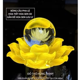 Đèn thờ hoa sen Bông Cầu Pha Lê Đế Hoa Sen bầu thuỷ tinh lưu lưu ly Cao 25,30,33cm. Giá tính 1 đôi 6