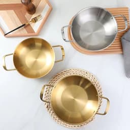 Nồi Nấu Mì Cay INOX Mạ Vàng 20cm Làm Nồi Lẩu, Xào Nướng Tại Bàn, Dùng Được Bếp Gas, Bếp Điện Bếp Từ 3