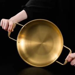 Nồi Nấu Mì Cay INOX Mạ Vàng 20cm Làm Nồi Lẩu, Xào Nướng Tại Bàn, Dùng Được Bếp Gas, Bếp Điện Bếp Từ 5