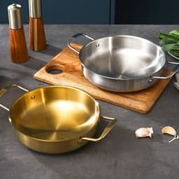 Nồi Nấu Mì Cay INOX Mạ Vàng 20cm Làm Nồi Lẩu, Xào Nướng Tại Bàn, Dùng Được Bếp Gas, Bếp Điện Bếp Từ 6