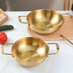 Nồi Nấu Mì Cay INOX Mạ Vàng 20cm Làm Nồi Lẩu, Xào Nướng Tại Bàn, Dùng Được Bếp Gas, Bếp Điện Bếp Từ 2
