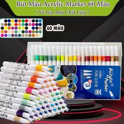 Hộp 60 Bút Màu Acrylic Maker Cao Cấp Chống Nước Màu Sắc Tươi Sáng Bút Màu Vẽ Trên Mọi Chất Liệu 1