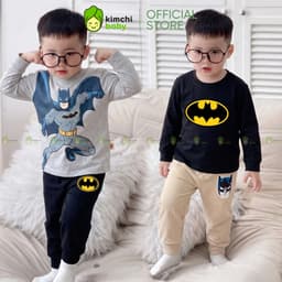 [10-29KG] Bộ Dài Tay Cho Bé Trai KIMCHIBABY Vải Cotton Cao Cấp 190gsm Họa Tiết Siêu Nhân, Đồ Bộ Cho Bé Mặc Nhà KD605 5