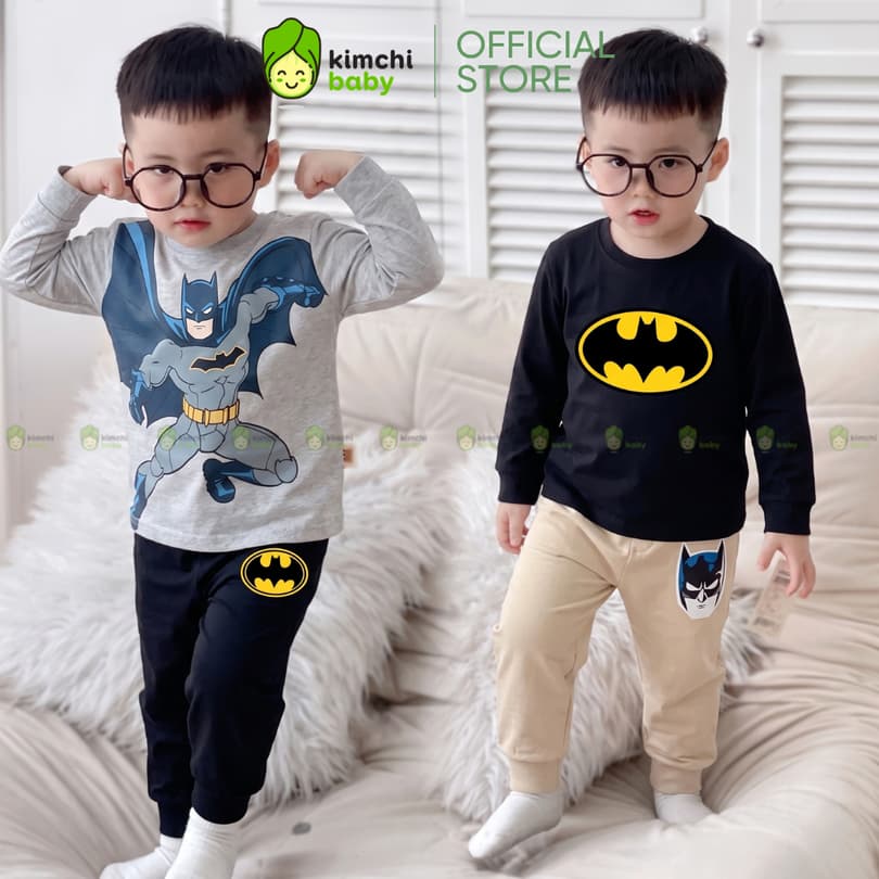 [10-29KG] Bộ Dài Tay Cho Bé Trai KIMCHIBABY Vải Cotton Cao Cấp 190gsm Họa Tiết Người Nhện, Đồ Bộ Cho Bé Mặc Nhà KD605