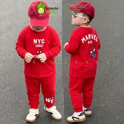 [10-29KG] Bộ Dài Tay Cho Bé Trai KIMCHIBABY Vải Cotton Cao Cấp 190gsm Họa Tiết Siêu Nhân, Đồ Bộ Cho Bé Mặc Nhà KD605 8