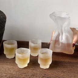 Bộ Bình Chén Thủy Tinh Nhám Mờ Dáng Xoắn Nghệ Thuật Đựng Trà Rượu Cao Cấp Sang Trọng (sansan) 7