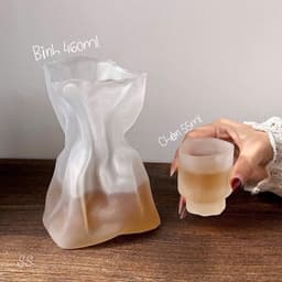 Bộ Bình Chén Thủy Tinh Nhám Mờ Dáng Xoắn Nghệ Thuật Đựng Trà Rượu Cao Cấp Sang Trọng (sansan) 6