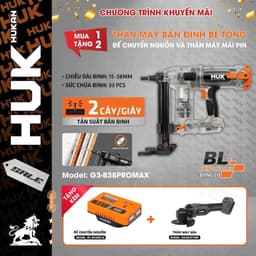 Thân Máy Bắn Đinh Bê Tông HUKAN G3-B38PROMAX, Bắn 2 Cây 1 Giây Lực 100J - Không Chổi Than - Chân M21 2