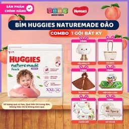 [KÈM QUÀ] Tã/ Bỉm Huggies Naturemade Peach Đào, làm dịu da an toàn, khô thoáng,thấm hút tốt, đủ size M58/L44/XL38/XXL26 1