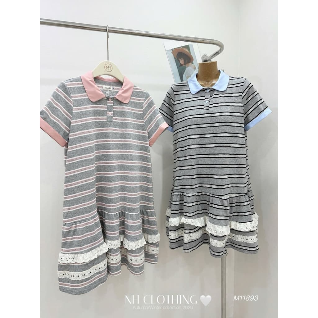<Đầm Bầu Quynhanhhouse> (NH CLOTHING)Váy suông Váy cotton len kẻ M11893 sm