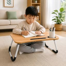 Bàn Học Gấp Gọn Nhập Khẩu Có Khe Cắm Ipad. Khay Đựng Cốc Mặt Gỗ MDF Chân Sắt Chữ U - Bàn Ngồi Bệt Kích Thước 60x40x28cm 2