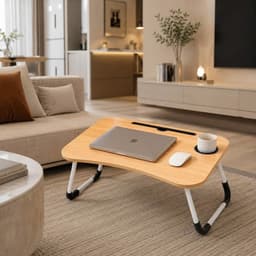 Bàn Học Gấp Gọn Nhập Khẩu Có Khe Cắm Ipad. Khay Đựng Cốc Mặt Gỗ MDF Chân Sắt Chữ U - Bàn Ngồi Bệt Kích Thước 60x40x28cm 3