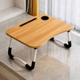 Bàn Học Gấp Gọn Nhập Khẩu Có Khe Cắm Ipad. Khay Đựng Cốc Mặt Gỗ MDF Chân Sắt Chữ U - Bàn Ngồi Bệt Kích Thước 60x40x28cm 4