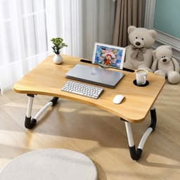 Bàn Học Gấp Gọn Nhập Khẩu Có Khe Cắm Ipad. Khay Đựng Cốc Mặt Gỗ MDF Chân Sắt Chữ U - Bàn Ngồi Bệt Kích Thước 60x40x28cm 6