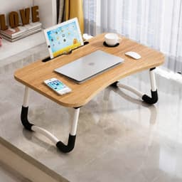 Bàn Học Gấp Gọn Nhập Khẩu Có Khe Cắm Ipad. Khay Đựng Cốc Mặt Gỗ MDF Chân Sắt Chữ U - Bàn Ngồi Bệt Kích Thước 60x40x28cm 1