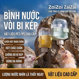 ZAIZAI Bình nước vòi bi kép chống rò rỉ nam châm gắn lồng chuồng hamster 1