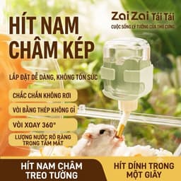 ZAIZAI Bình nước vòi bi kép chống rò rỉ nam châm gắn lồng chuồng hamster 3