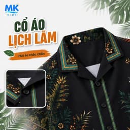 Set Bộ Bé Trai Tiger Jungle MK Kids Áo Sơ Mi Cộc Tay Đi Chơi Mùa Hè Chất Lụa Mịn Thoáng Mát 2-10 Tuổi 3