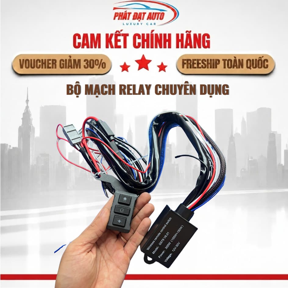 Mạch Relay 200W / 300W Cho Đèn Trợ Sáng Ô Tô, Bộ Dây Relay EX3, M30ultra Kèm Công Tắc Độc Lập 3 Nút Bấm