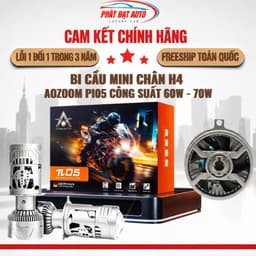 Bi Cầu Mini Chân H4 Aozoom Pi05 Công Suất 60W - 70W Bi Cầu Mini H4 Cho Xe Máy Nhiệt Màu 5500k lỗi 1 đổi 1 trong 3 năm 1