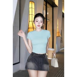 Áo Thun Nữ Ôm Body JUSTDUN B18 Cổ Tròn Tay Ngắn, Cotton Mịn Co Giãn 4 Chiều, Mềm Mại Thoáng Khí 7