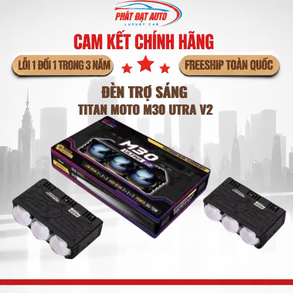 Đèn trợ Titan Moto M30 Utra V2 chính hãng, đèn trợ sáng xe máy, ô tô, hiệu suất cao chiêu xa 95W lỗi 1 đổi 1 trong 3 năm